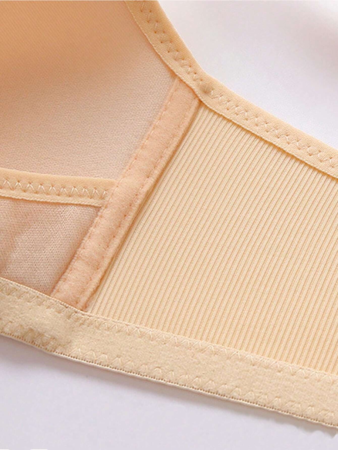 Pregnant Women's Solid Color Front-Closure Nursing Bra With Adjustable Shoulder Straps