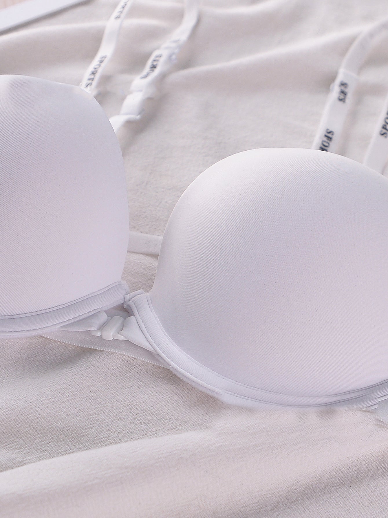 Front-Clasp Seamless Push-Up Cross-Strap Lettered Sexy Bra