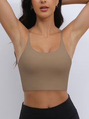 Sexy U-Back Yoga Bra with Adjustable Thin Straps for Shaping and Support Tan