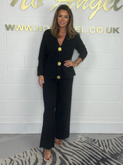 2025 Casual Fashion Two-piece Set 49% off 🖤Gold Button Soft Knitted Pants Set