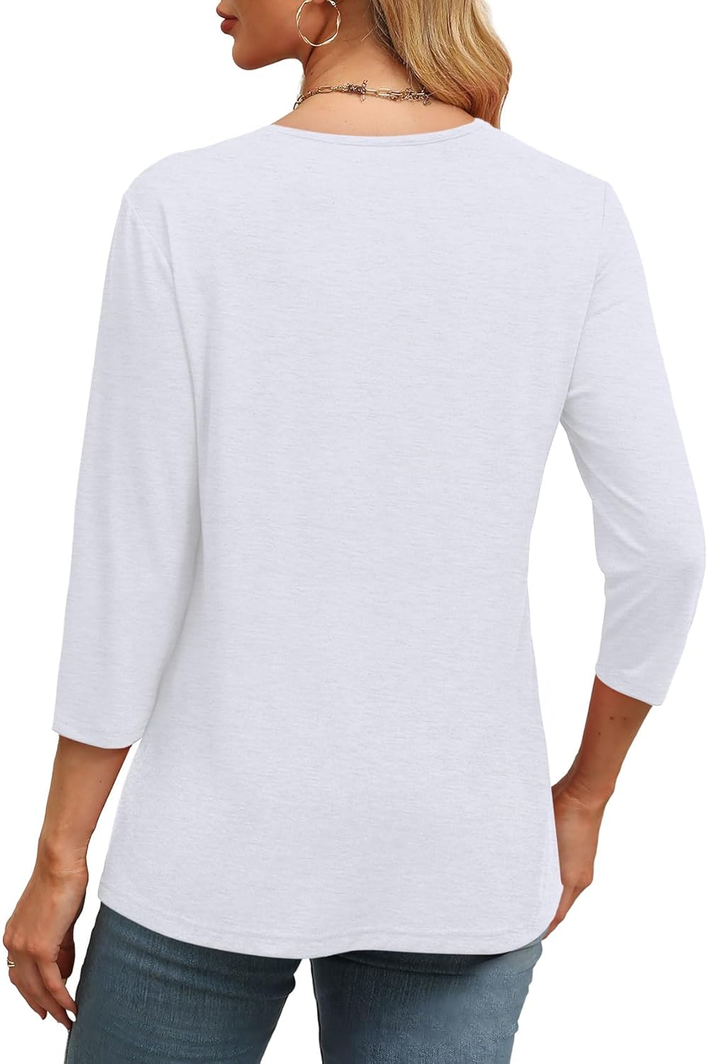 ✨Women's Trendy V Neck 3/4 Long Sleeve Tops Loose Fit Blouse (Buy 3 Free Shipping)