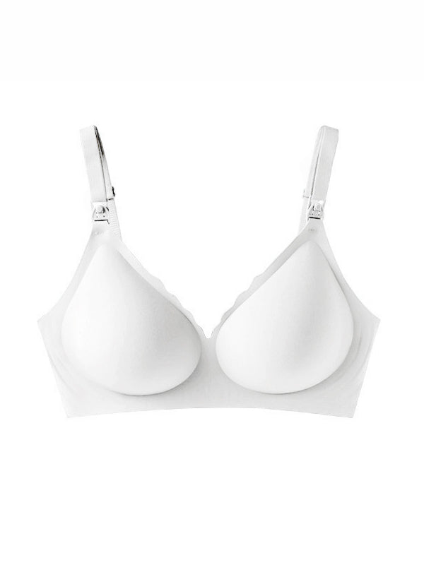 Soft Gel Seamless Wireless One-Piece Fixed Cup Nursing Bra White