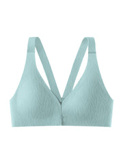 Front-Closure Wireless Seamless Maternity Nursing Bra Lightblue