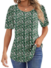 ✨Women Summer Pleated Short Sleeve Tunic Blouses Tops(Buy 3 Free Shipping)