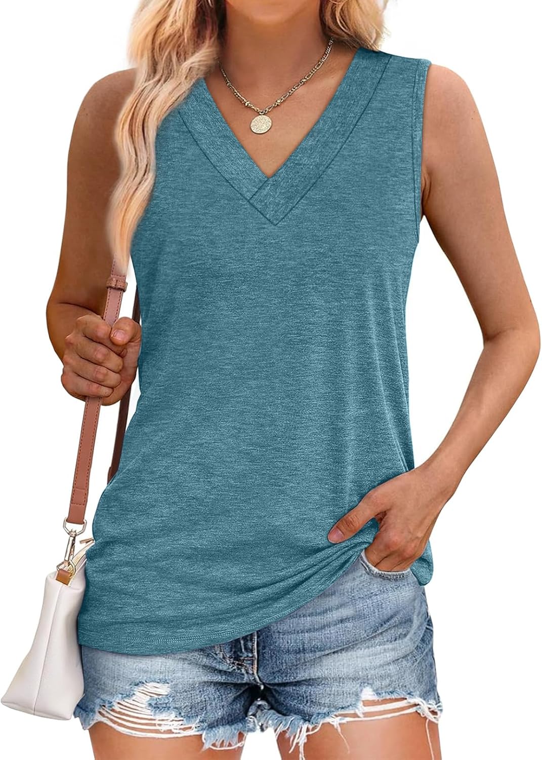 ✨Women Summer Loose Fit V Neck T Shirts Trendy Sleeveless Basic Tank Tops (Buy 3 Free Shipping)