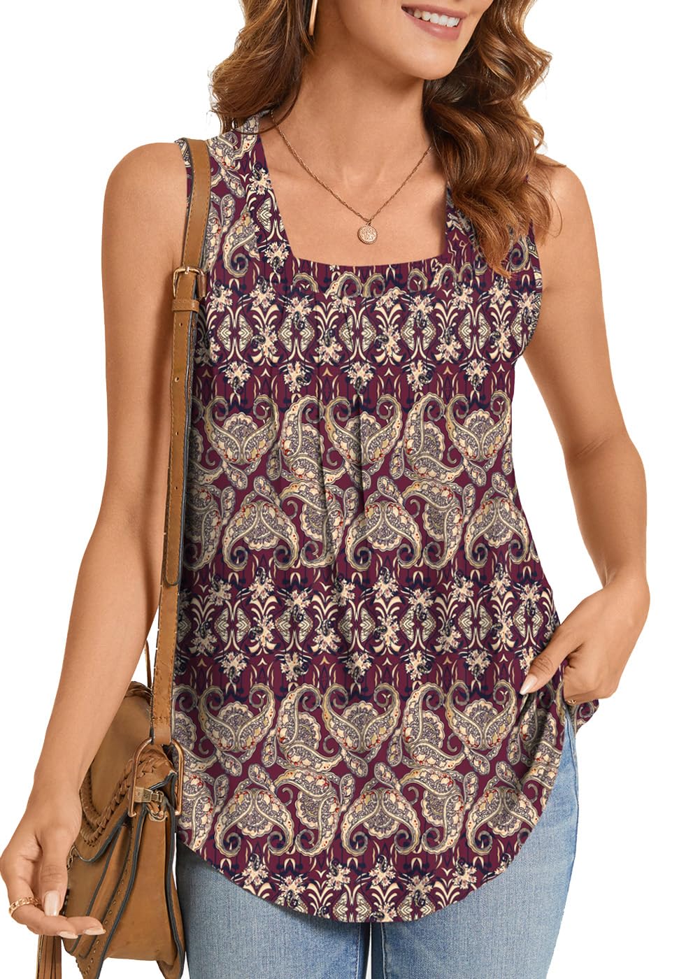 ✨Women's Summer Printed Pleated Sleeveless Tank Top（Buy 3 Free Shipping)