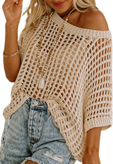 ✨Womens Casual Short Sleeve Hollow Out Pullover Knit Tops(BUY 2 FREE SHIPPING)