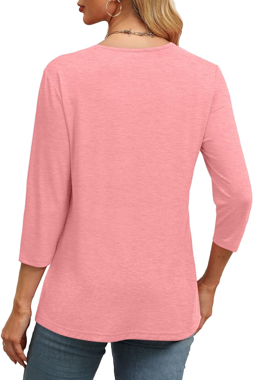 ✨Women's Trendy V Neck 3/4 Long Sleeve Tops Loose Fit Blouse (Buy 3 Free Shipping)