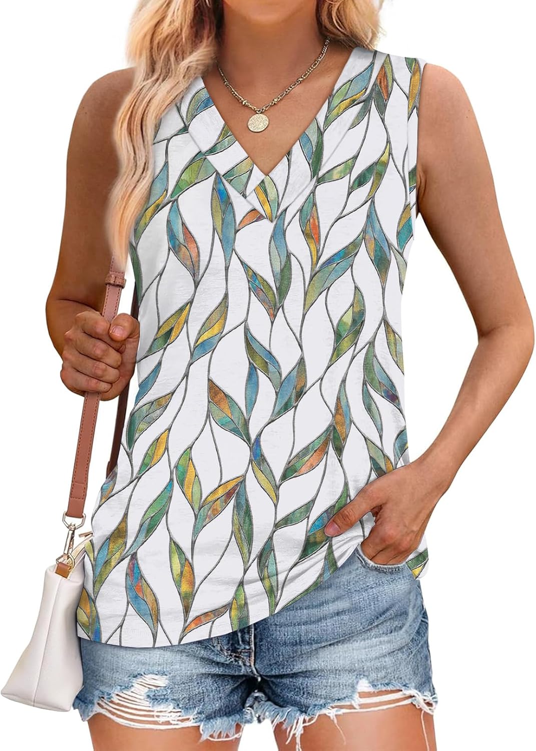 ✨Women Summer Loose Fit V Neck T Shirts Trendy Sleeveless Basic Tank Tops (Buy 3 Free Shipping)