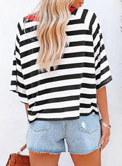 ✨Women's Cute Round Neck Striped Short Sleeve Casual Topb(BUY 3 FREE SHIPPING)