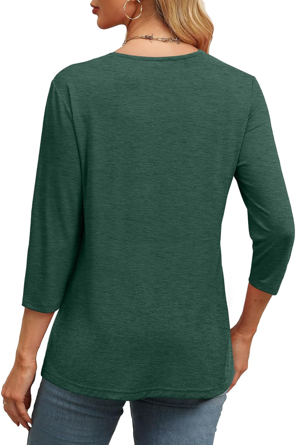 ✨Women's Trendy V Neck 3/4 Long Sleeve Tops Loose Fit Blouse (Buy 3 Free Shipping)