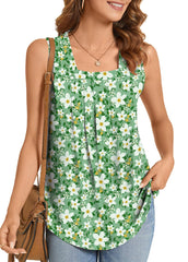✨Women's Summer Printed Pleated Sleeveless Tank Top（Buy 3 Free Shipping)