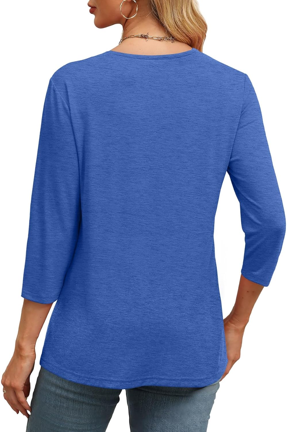✨Women's Trendy V Neck 3/4 Long Sleeve Tops Loose Fit Blouse (Buy 3 Free Shipping)