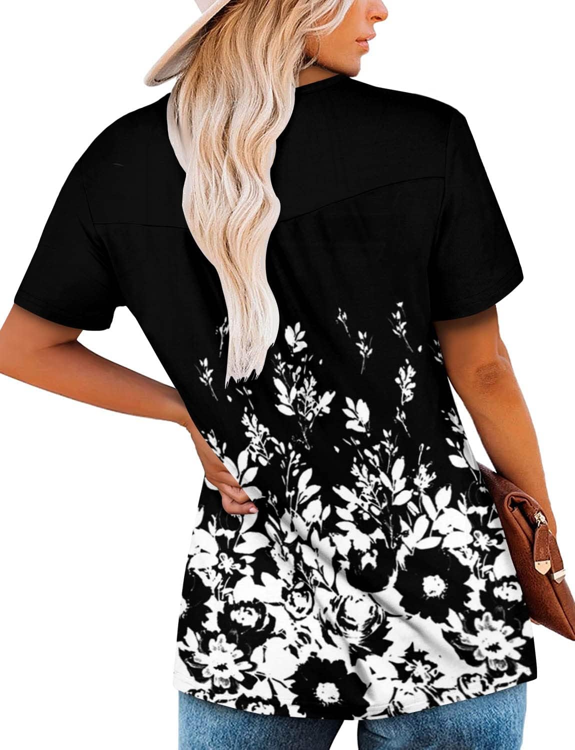 ✨Women's Summer Printed Pleated Crew Neck Tee (Buy 3 Free Shipping)