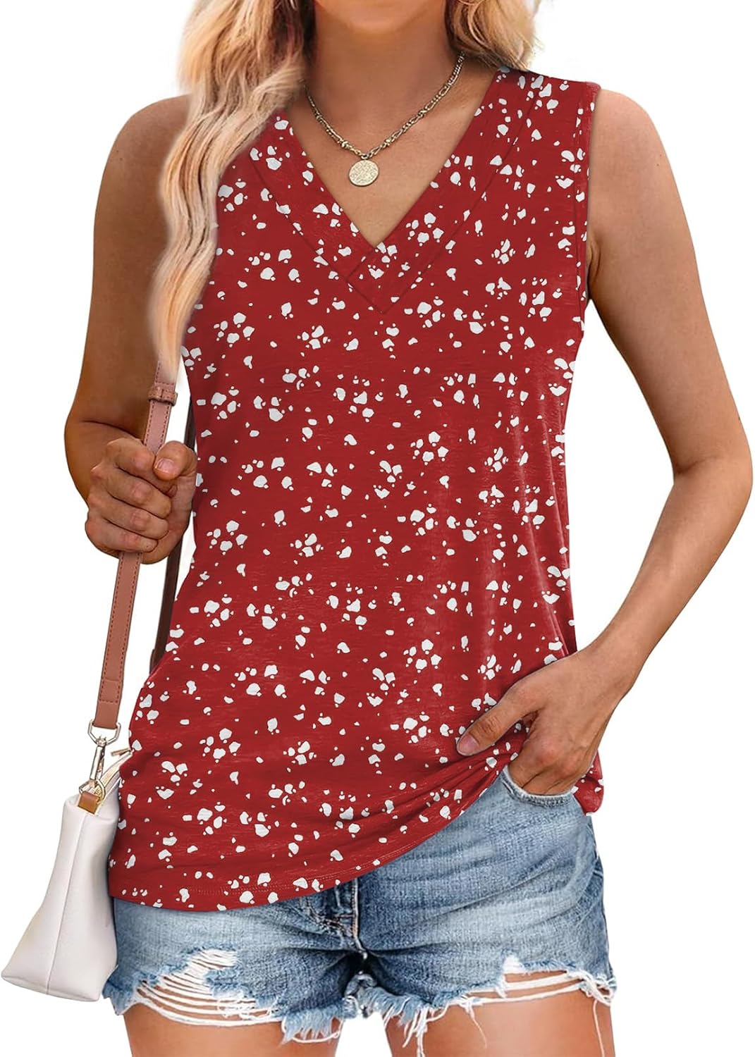 ✨Women Summer Loose Fit V Neck T Shirts Trendy Sleeveless Basic Tank Tops (Buy 3 Free Shipping)