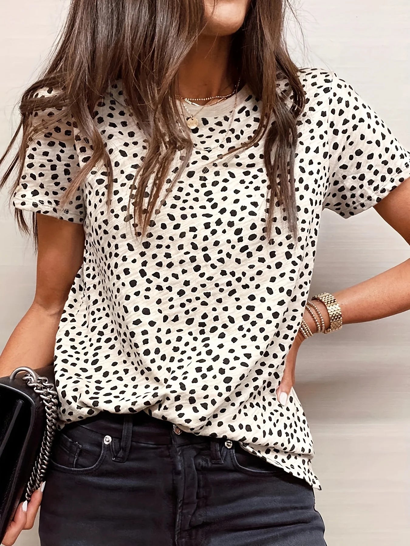 ✨Women's Polka Dot Print Short Sleeve T-Shirt(Buy 3 Free Shipping)
