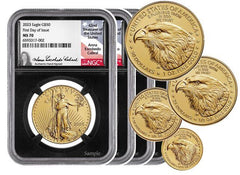 2023 4-Coin American Gold Eagles Set, FDI, MS70, NGC, Anna Cabral