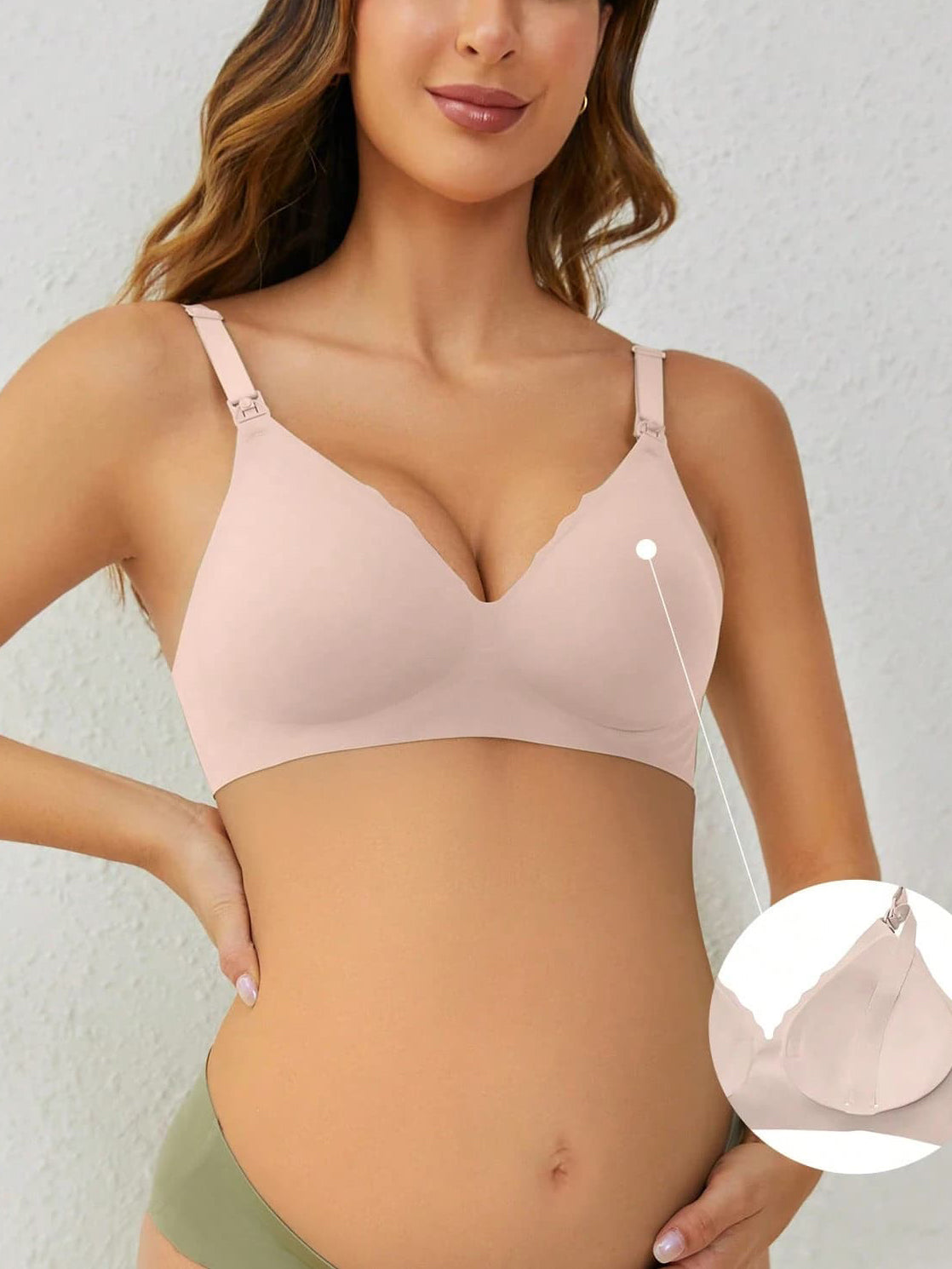 Soft Gel Seamless Wireless One-Piece Fixed Cup Nursing Bra Pink