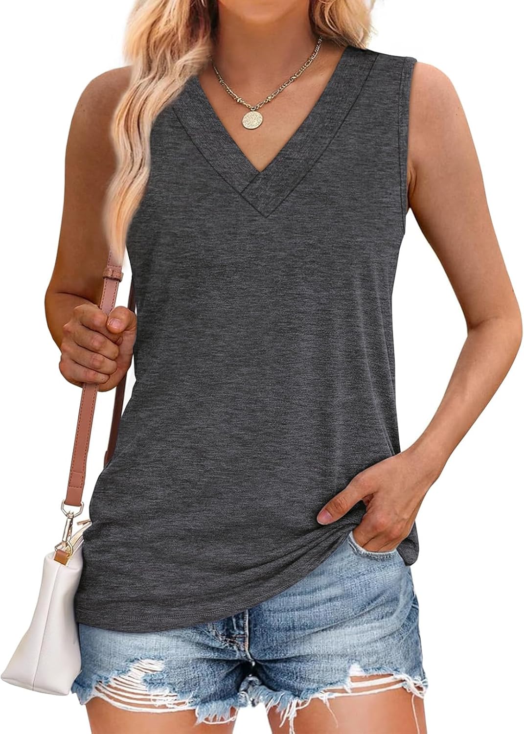 ✨Women Summer Loose Fit V Neck T Shirts Trendy Sleeveless Basic Tank Tops (Buy 3 Free Shipping)