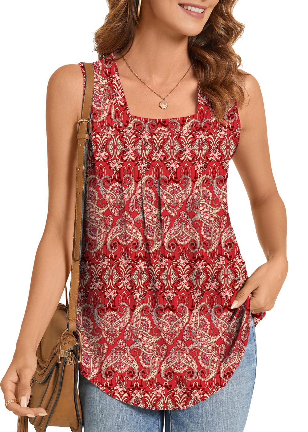 ✨Women's Summer Printed Pleated Sleeveless Tank Top（Buy 3 Free Shipping)