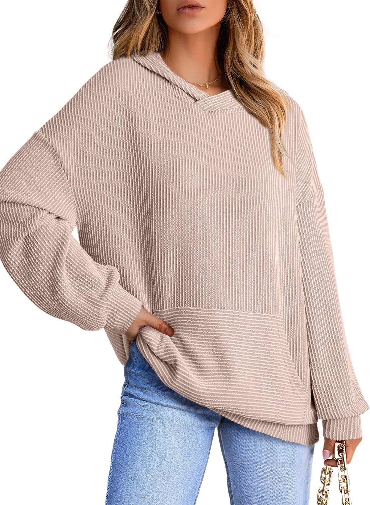 ✨Women's Ribbed Knit Pullover Hoodie (Buy 2 Free Shipping)