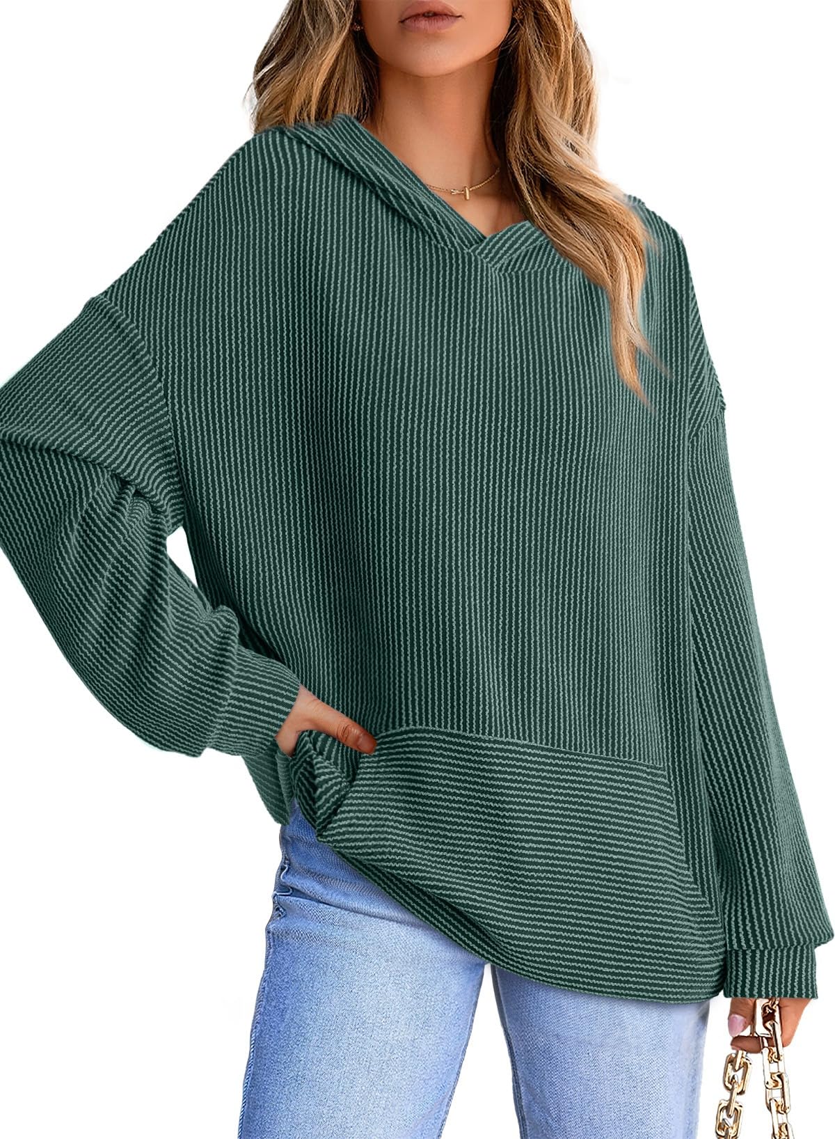 ✨Women's Ribbed Knit Pullover Hoodie (Buy 2 Free Shipping)