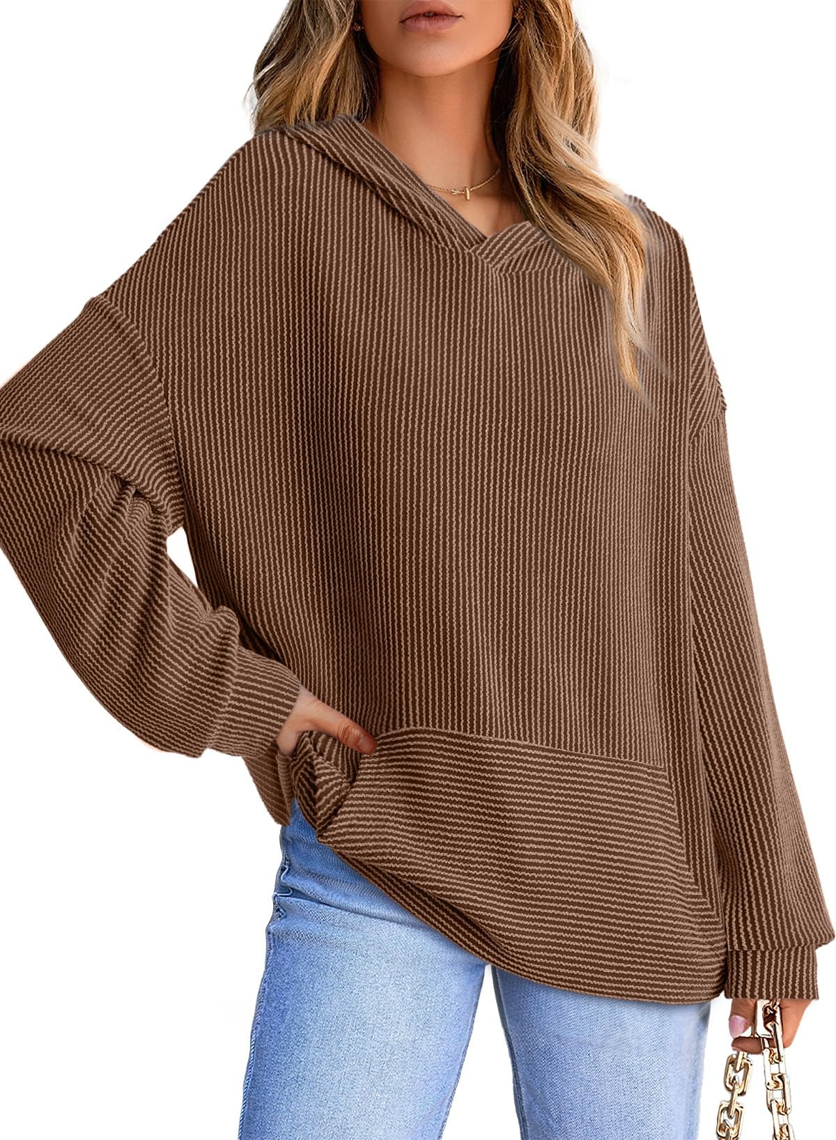 ✨Women's Ribbed Knit Pullover Hoodie (Buy 2 Free Shipping)