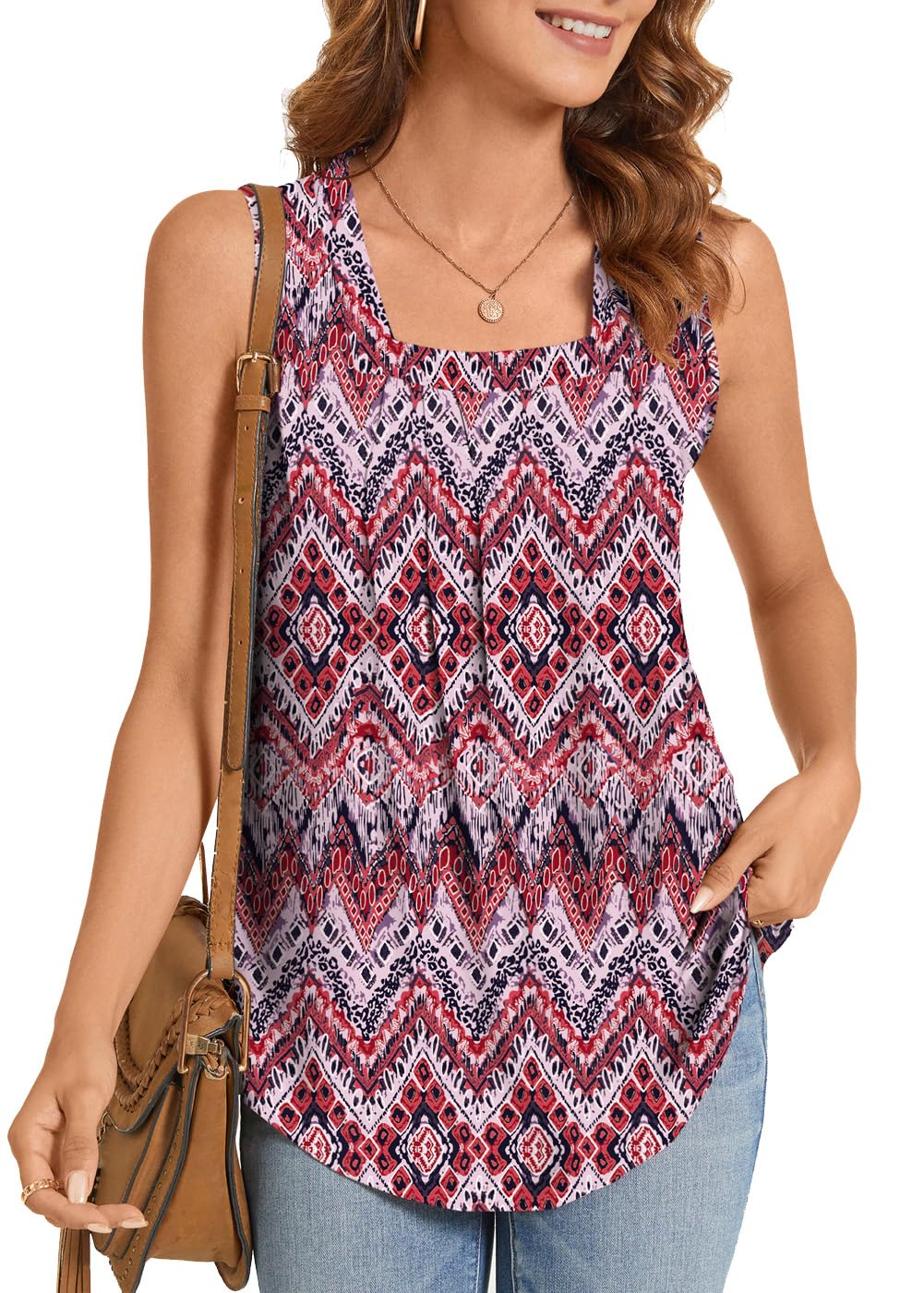 ✨Women's Summer Printed Pleated Sleeveless Tank Top（Buy 3 Free Shipping)
