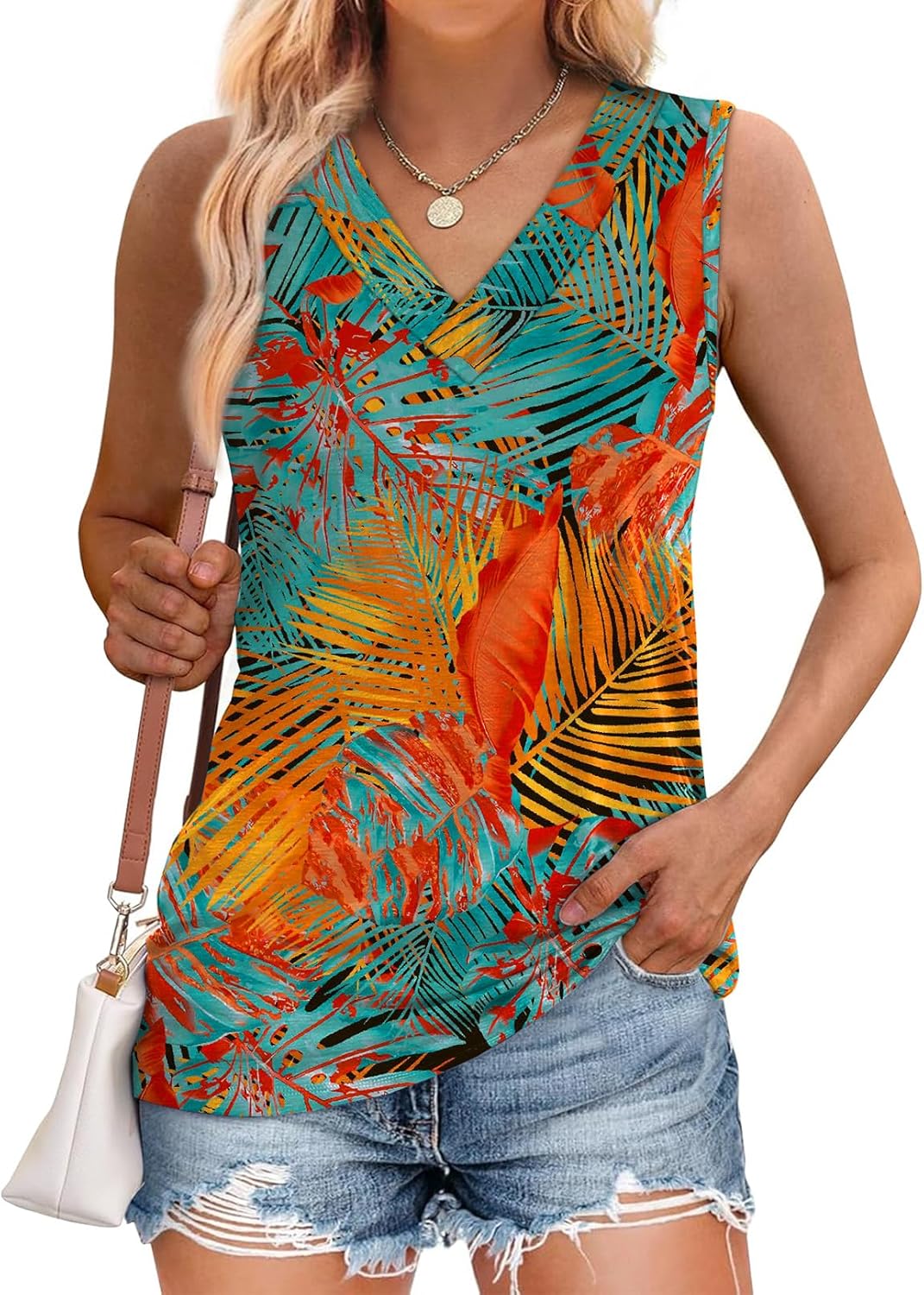 ✨Women Summer Loose Fit V Neck T Shirts Trendy Sleeveless Basic Tank Tops (Buy 3 Free Shipping)