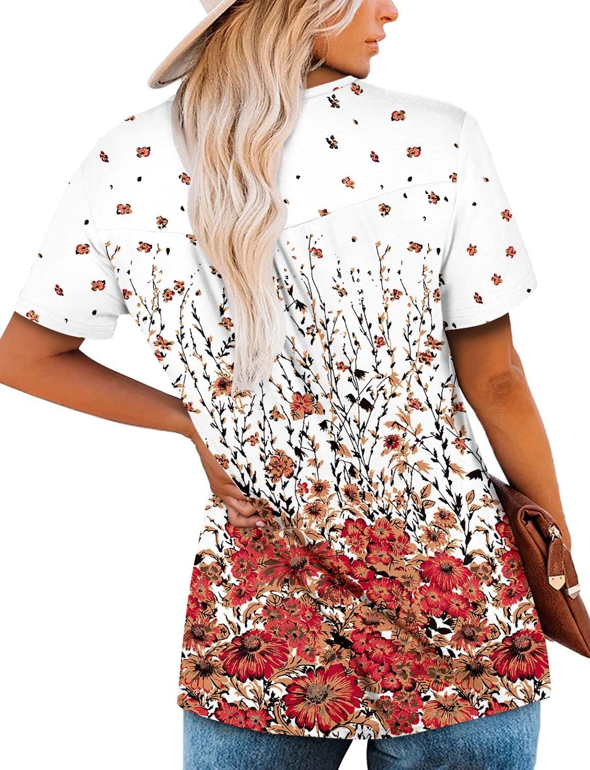 ✨Women's Summer Printed Pleated Crew Neck Tee (Buy 3 Free Shipping)