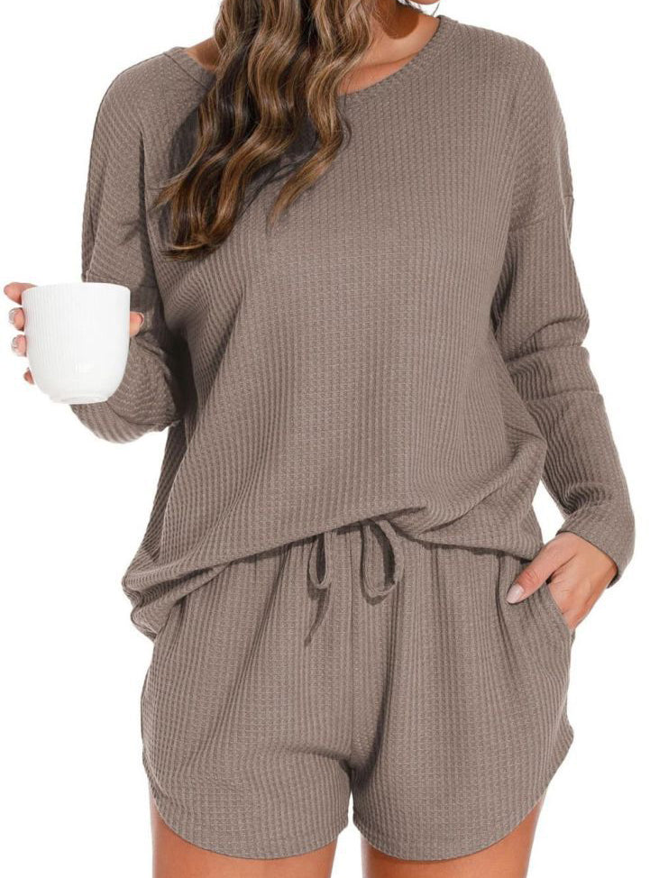 Waffle Knit Women's Pajamas Casual Set Wearable Loungewear Peru