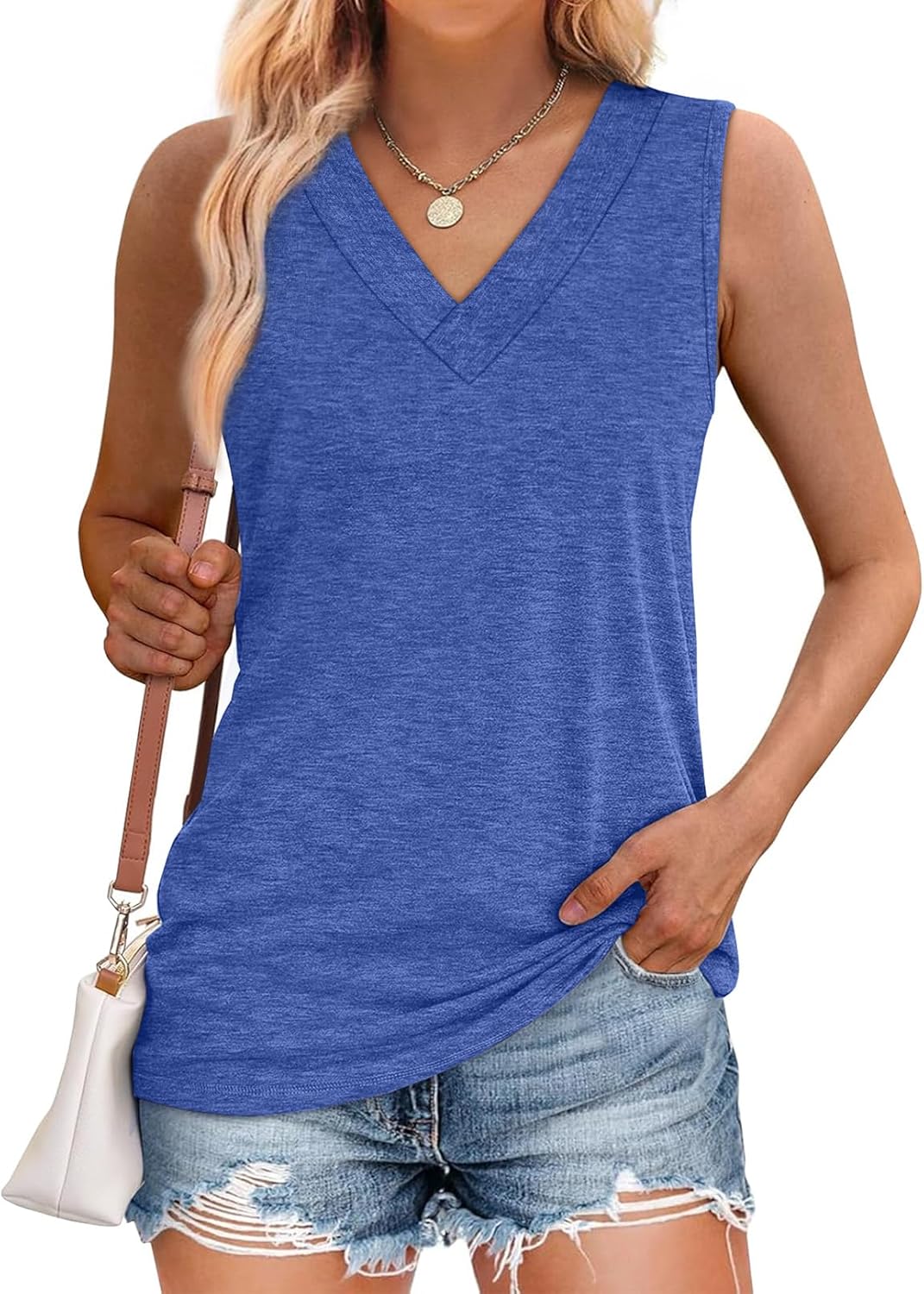 ✨Women Summer Loose Fit V Neck T Shirts Trendy Sleeveless Basic Tank Tops (Buy 3 Free Shipping)