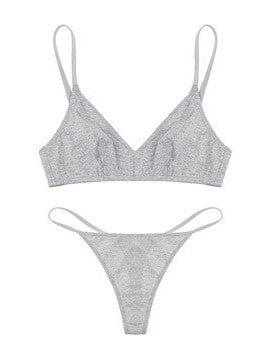 Comfortable Wireless Tank Top Bra Set Grey