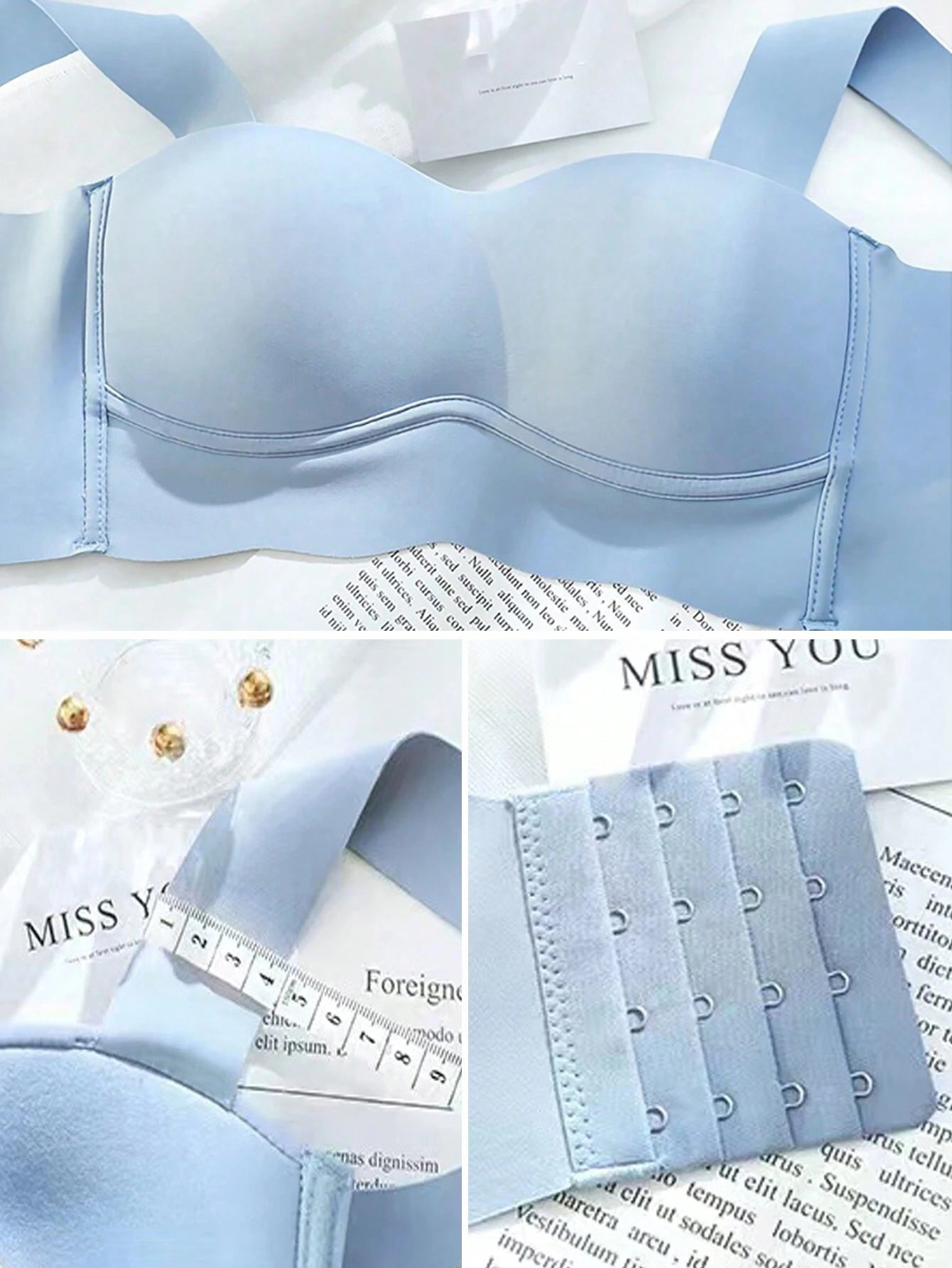Seamless Gathered Thin Wireless Anti-Sag Sports Bra