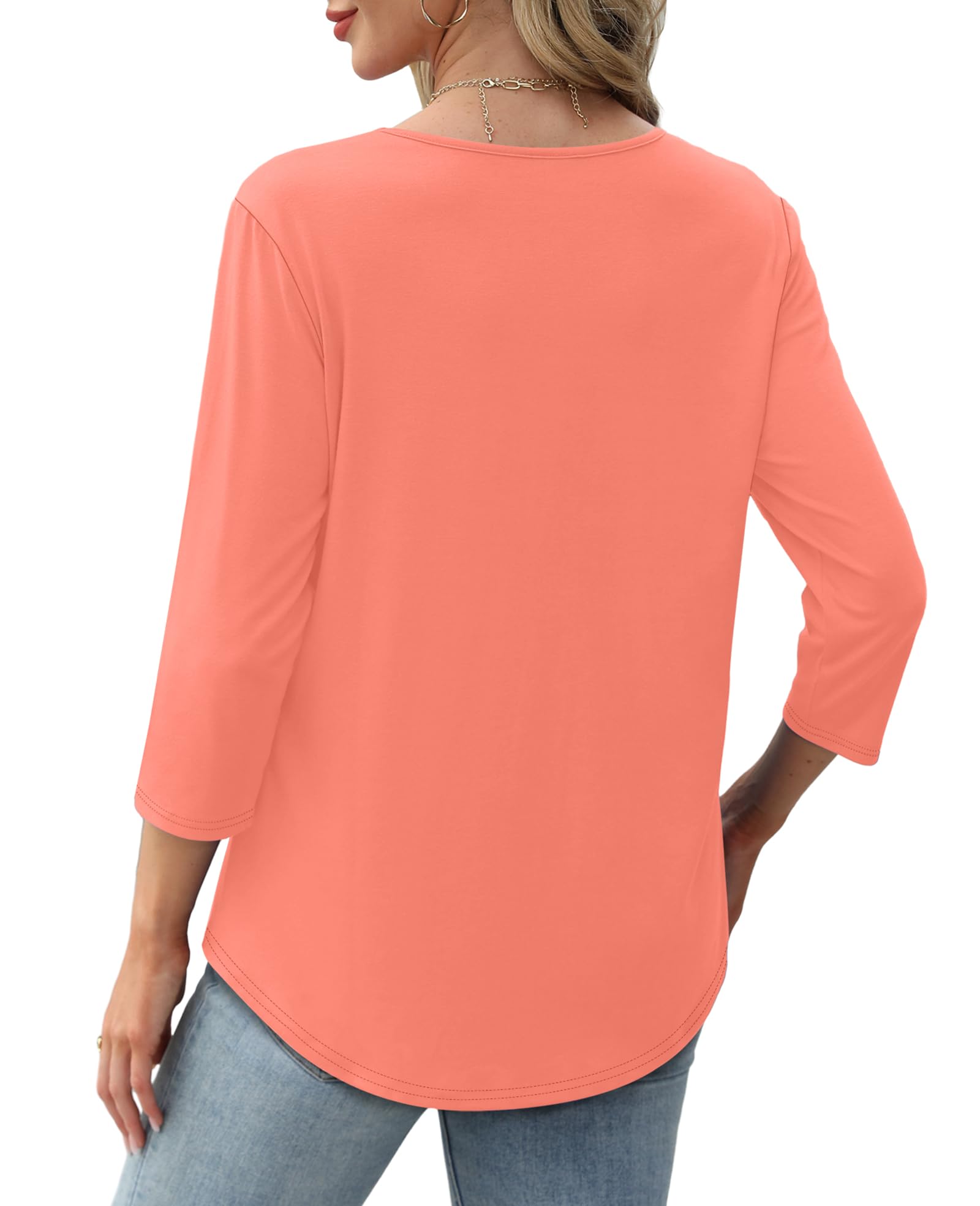 ✨Women's 3/4 Length Sleeve Crewneck Casual Pleated Tunic Tops(buy 3 free shipping)