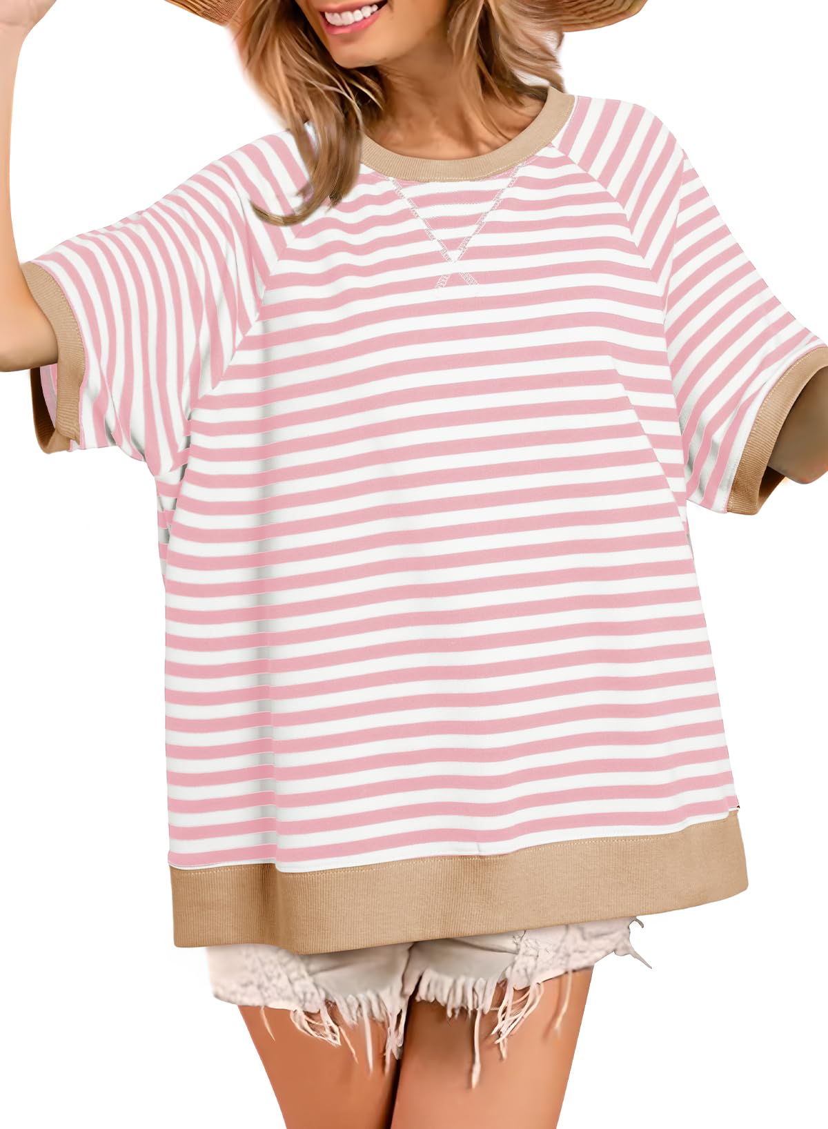 ✨Women's Oversized Striped Color Block Casual T-Shirt(Buy 3 Free Shipping)