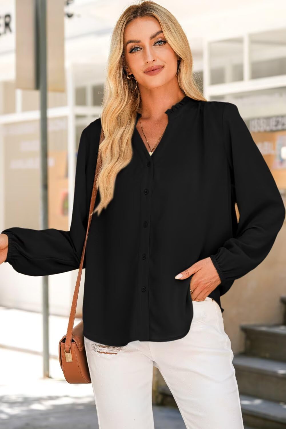 ✨Women Dressy Casual Button Down Shirts V Neck Long Sleeve Shirts(BUY 2 FREE SHIPPING)