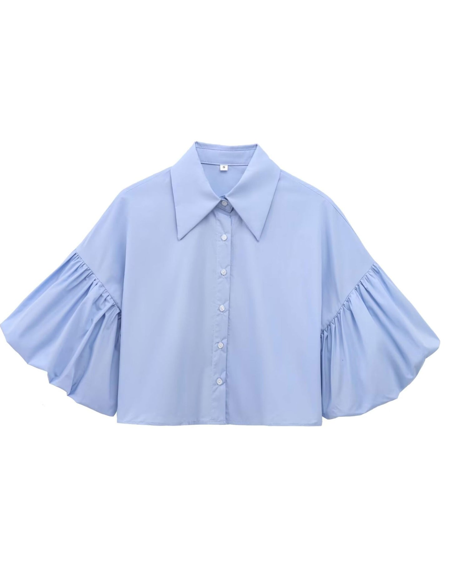 ✨Womens Cute Lantern Sleeve Collar Button Down Crop Tops(buy 2 free shipping)