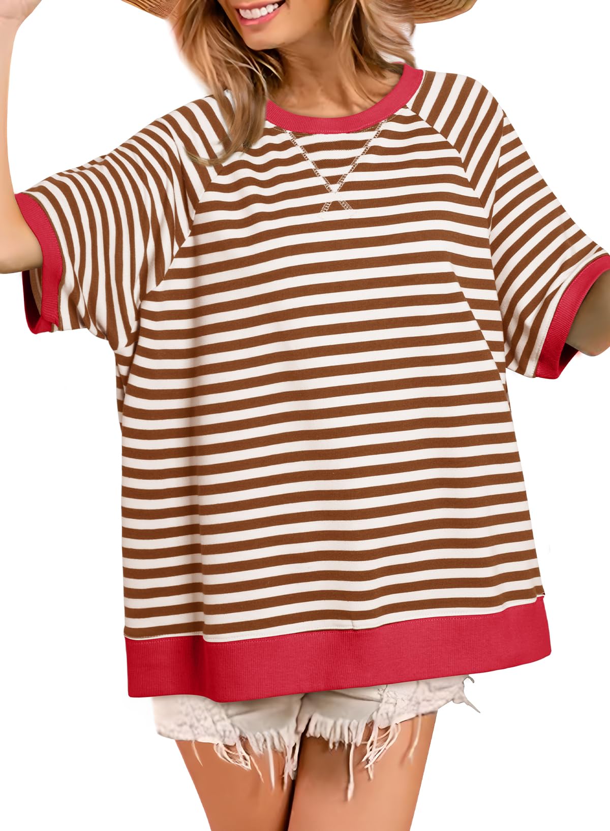 ✨Women's Oversized Striped Color Block Casual T-Shirt(Buy 3 Free Shipping)