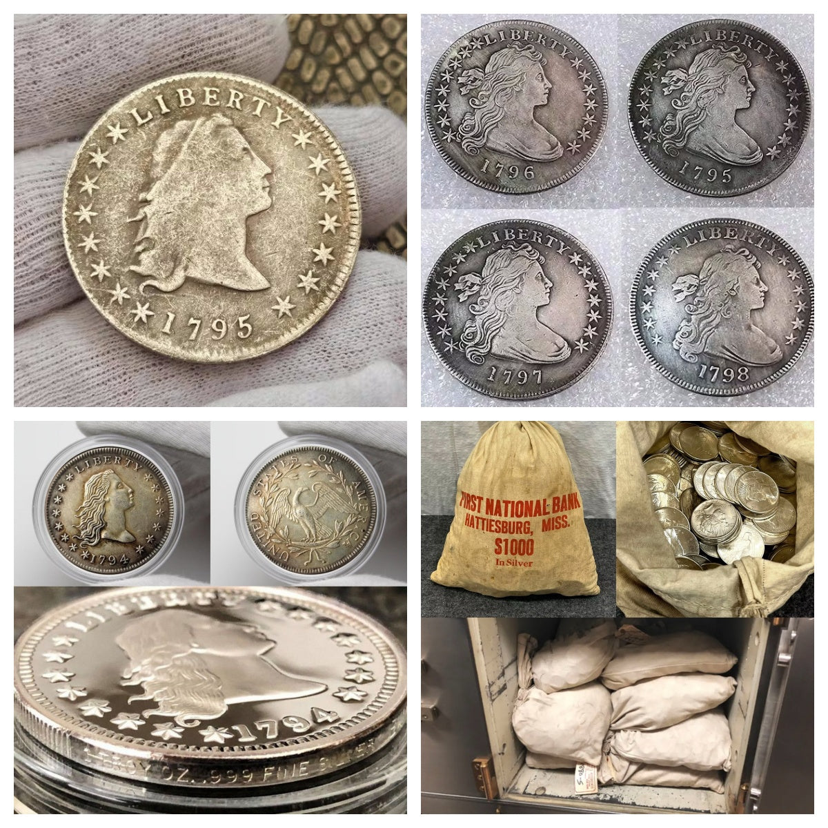 💴Last 12 Sets!!! The Complete Set Of 1794-1804 Liberty Flowing Hair Silver Dollar(11Pcs)
