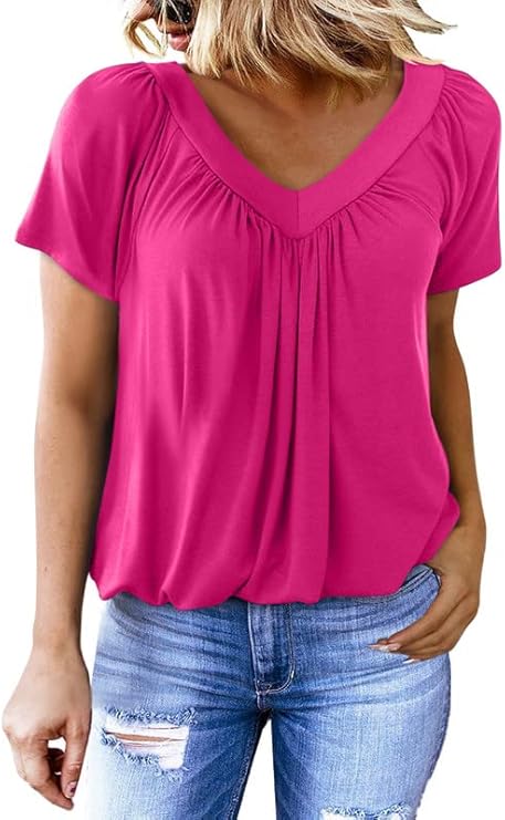 ✨Women's Casual Short Sleeve V Neck Basic T-shirts (BUY 3 FREE SHIPPING)