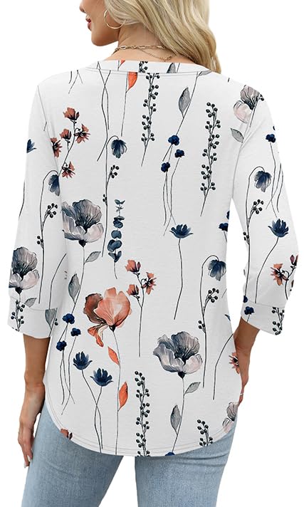 ✨Womens 3/4 Sleeve Heley Button V neck Tops(buy 3 free shipping)