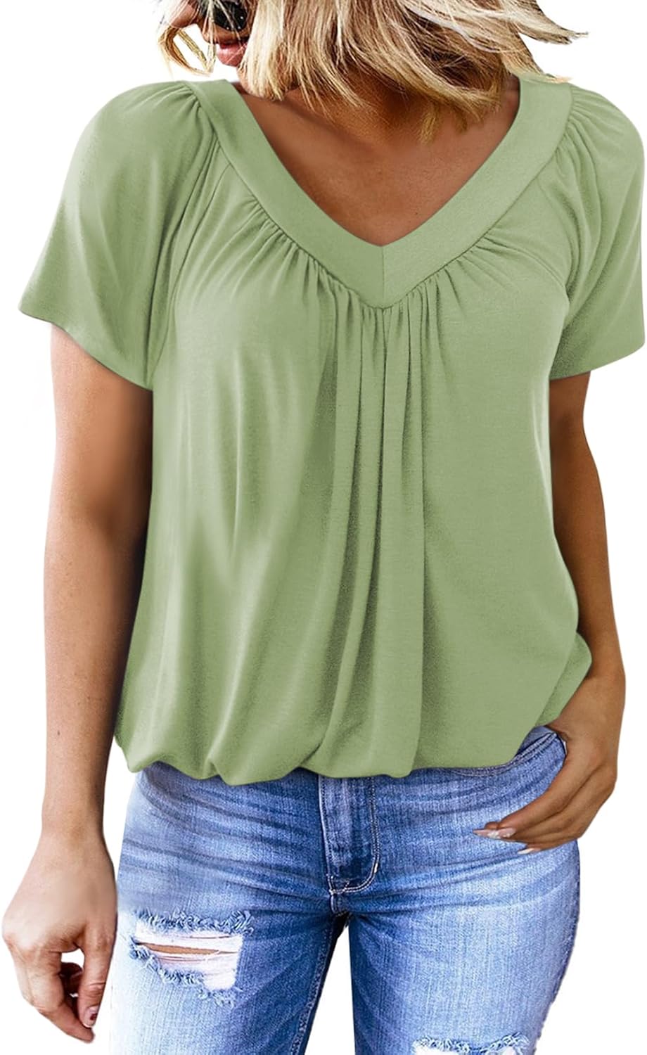 ✨Women's Casual Short Sleeve V Neck Basic T-shirts (BUY 3 FREE SHIPPING)