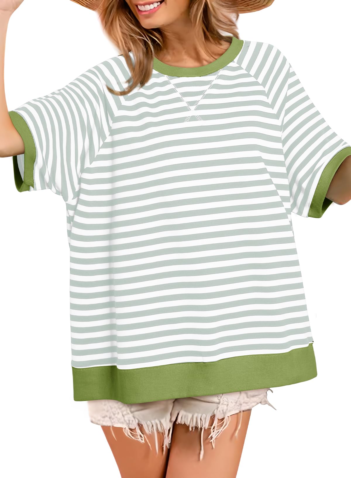 ✨Women's Oversized Striped Color Block Casual T-Shirt(Buy 3 Free Shipping)