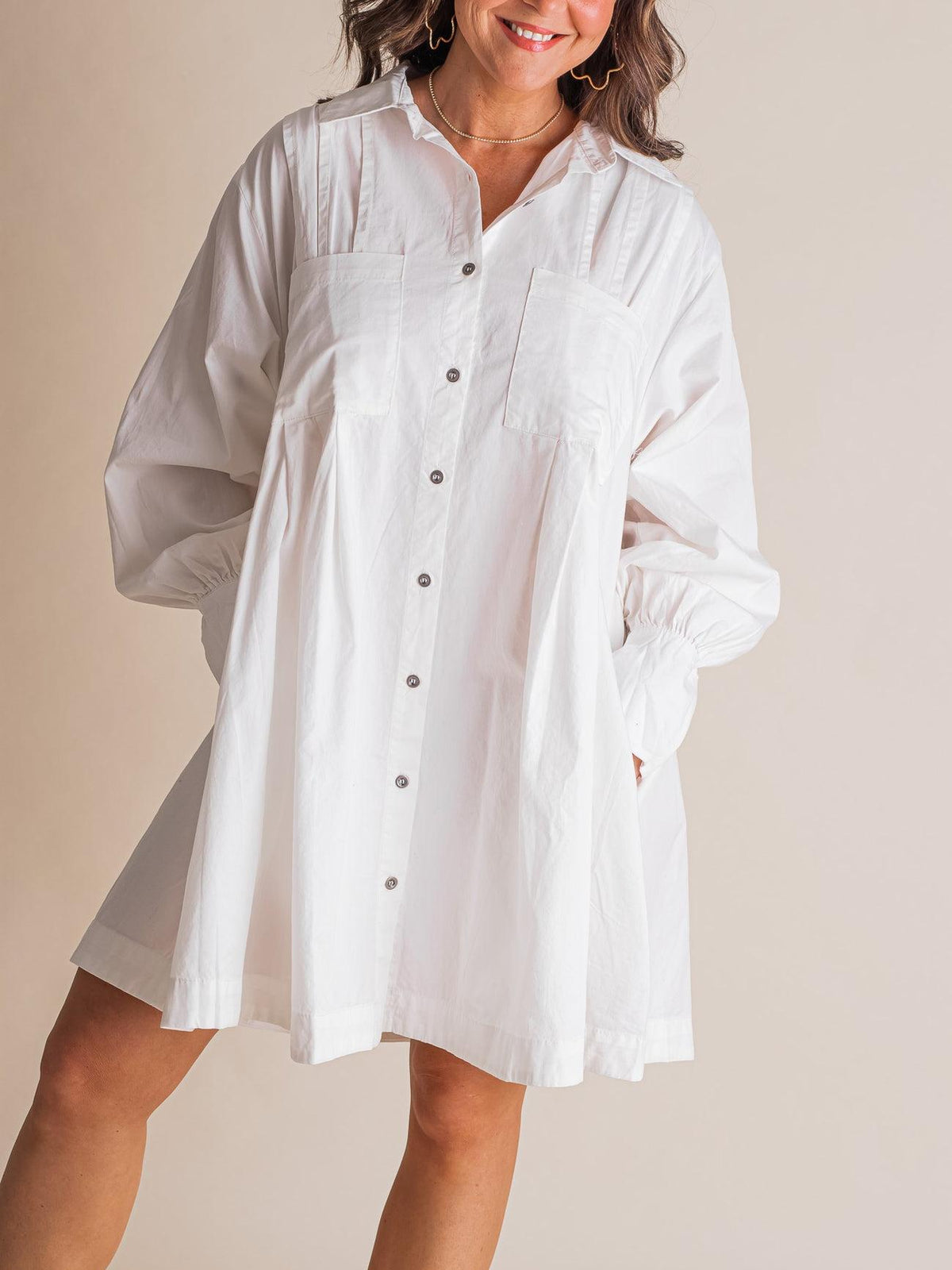 💝Women's Solid Button Pleated Shirt Dress(Buy 2 Free Shipping)