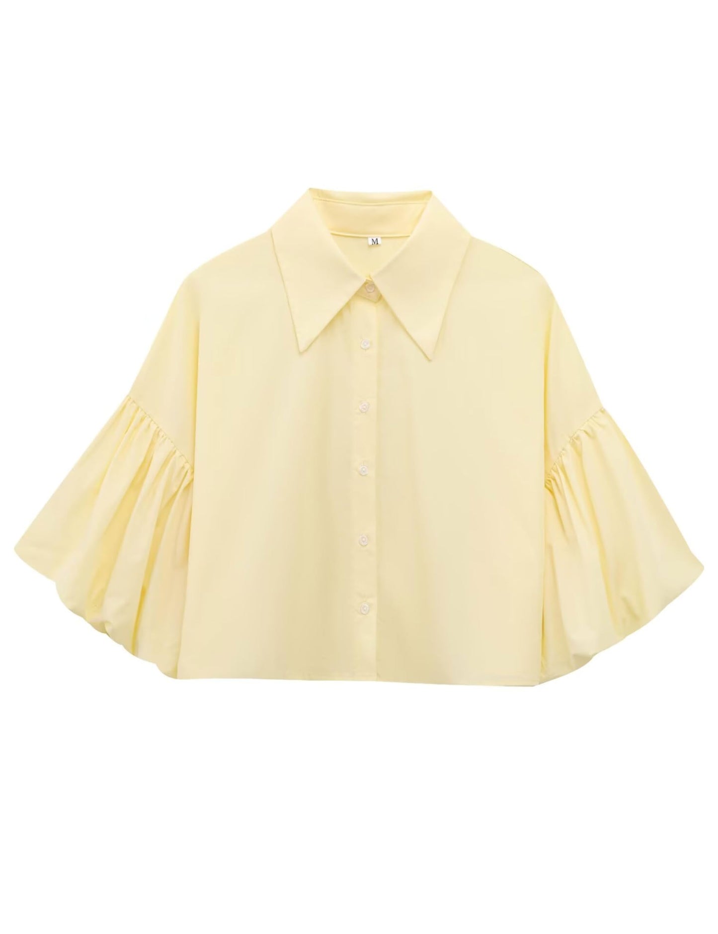 ✨Womens Cute Lantern Sleeve Collar Button Down Crop Tops(buy 2 free shipping)