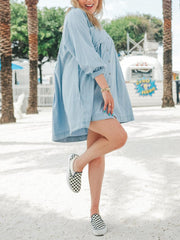 💝Women's Solid Button Pleated Shirt Dress(Buy 2 Free Shipping)