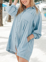 💝Women's Solid Button Pleated Shirt Dress(Buy 2 Free Shipping)
