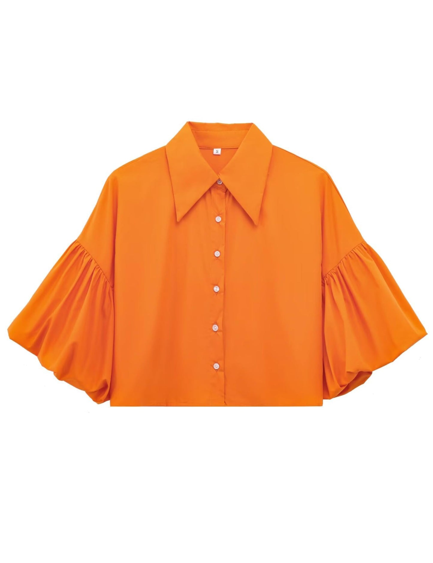 ✨Womens Cute Lantern Sleeve Collar Button Down Crop Tops(buy 2 free shipping)
