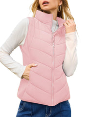 ✨Womens Sleeveless Zip Up Outerwear Stand Collar Quilted Puffer Vest(buy 2 free shipping)